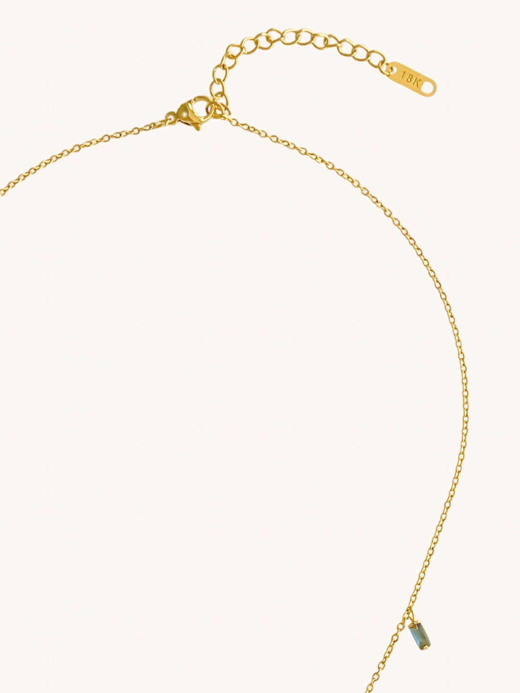 Rear View of Kiara Charm Necklace in 18k Gold-Plated Metal Adjustable Length Gold Plated Steel | Hypoallergenic Tarnish Resistant Sweat Water Eco - Friendly One Size 2.6gms