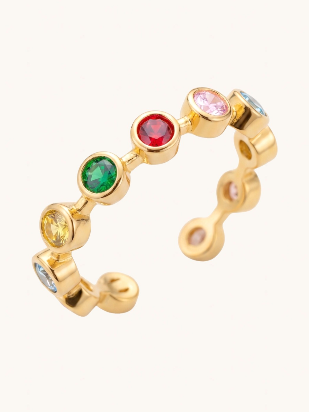 Closeup of Anna Ring Open-Adjustable-Resizable 18k Gold Plated 925 Sterling Silver One Size 2gms