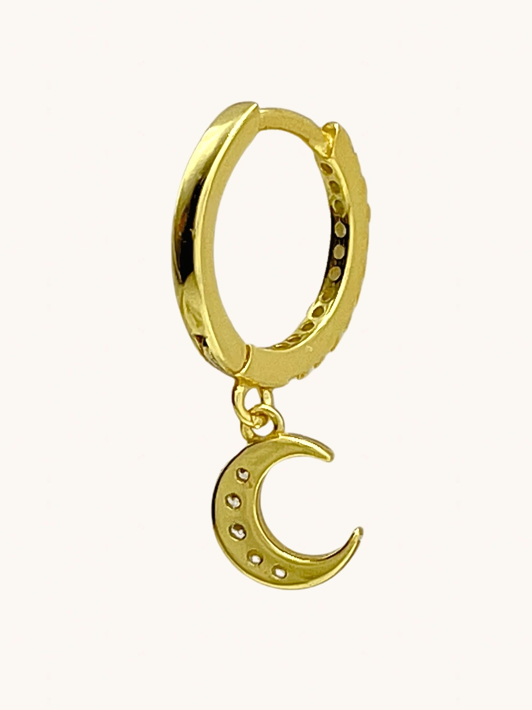 Rear View of Stella Crescent Single Earring in 18k Gold-plated Sterling Silver Jewelry for Pierced Ears Gold Plated 925 Metal Stone One Size 0.7gms