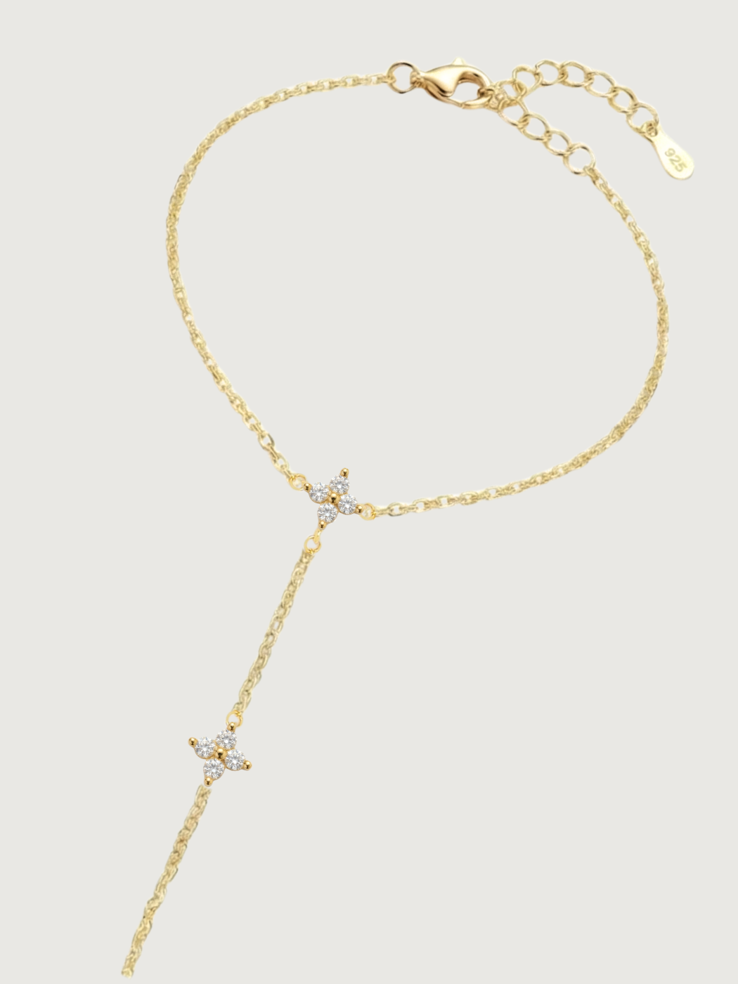 Rear View of Irene Star Hand Chain Bracelet in 18k Gold Plated 925 Sterling Silver Comfort Fit One Size 1.5gms