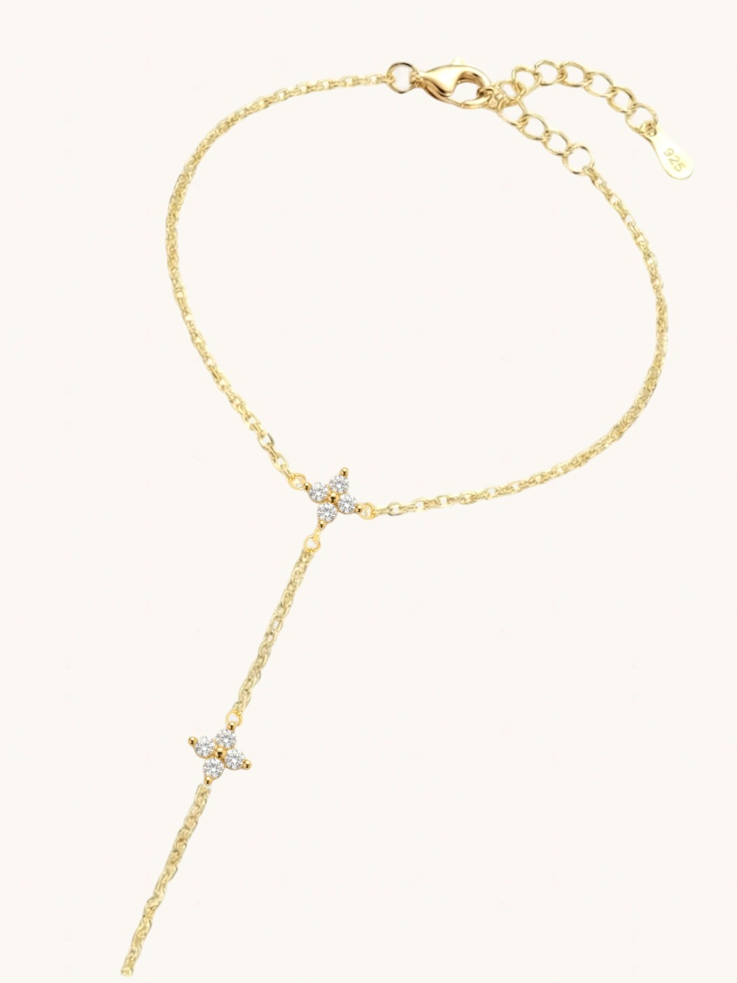 Rear View of Irene Star Hand Chain Bracelet in 18k Gold Plated 925 Sterling Silver Comfort Fit One Size 1.5gms