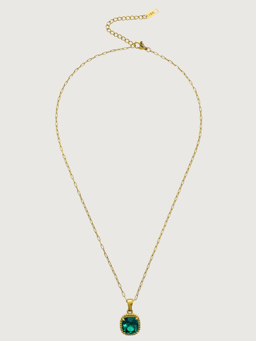 Rear View of Atlantic Sparkle Waterproof Pendant Necklace in 18K Gold Plated Metal Adjustable Length 18k Steel | Hypoallergenic Tarnish Resistant Sweat Water Stone Eco - Friendly One Size 5.2gms