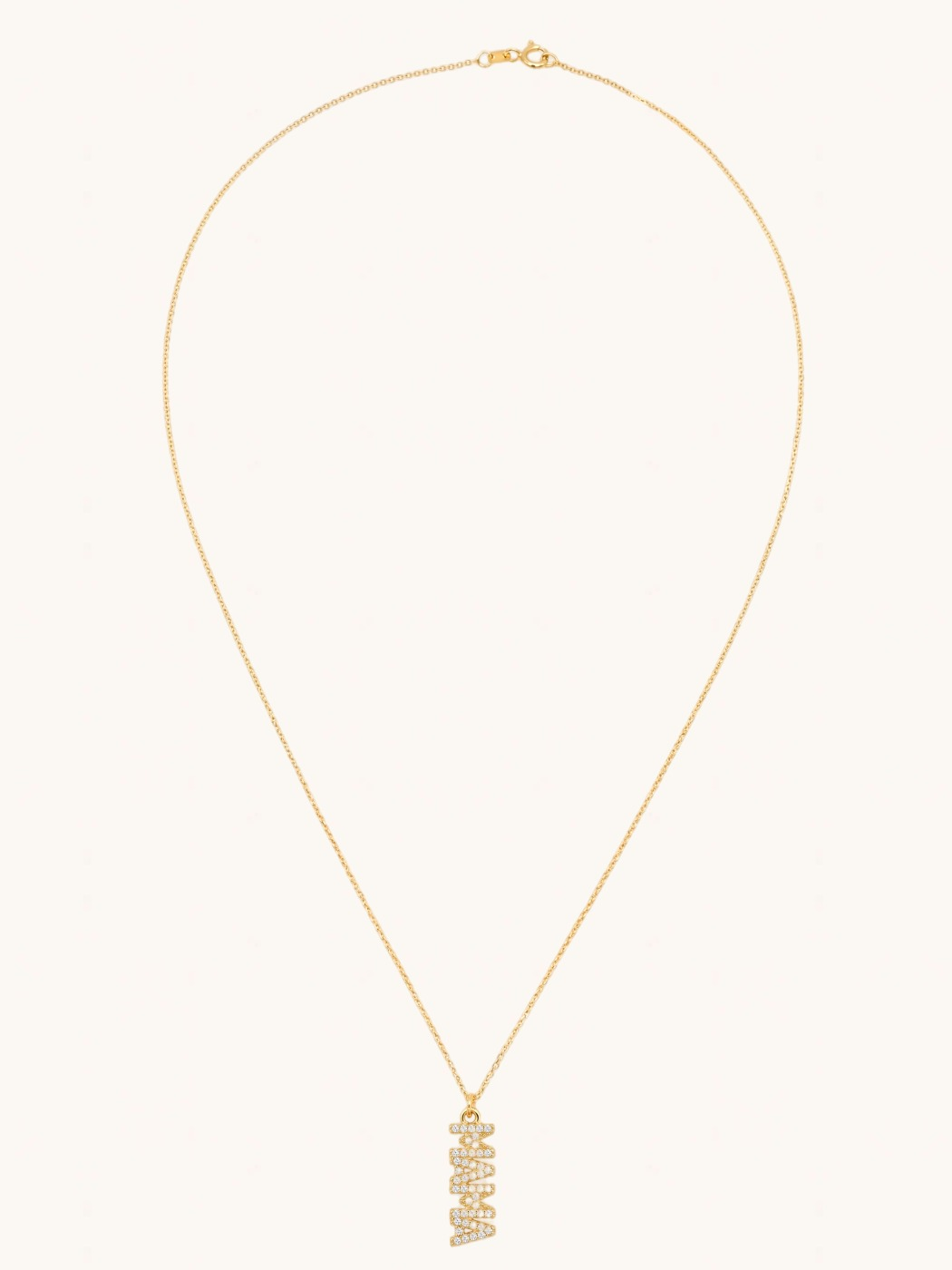 Rear View of Mama Pendant Necklace Comfort Fit 18k Gold Plated 925 Sterling Silver Brass 18 inches 2.9gms