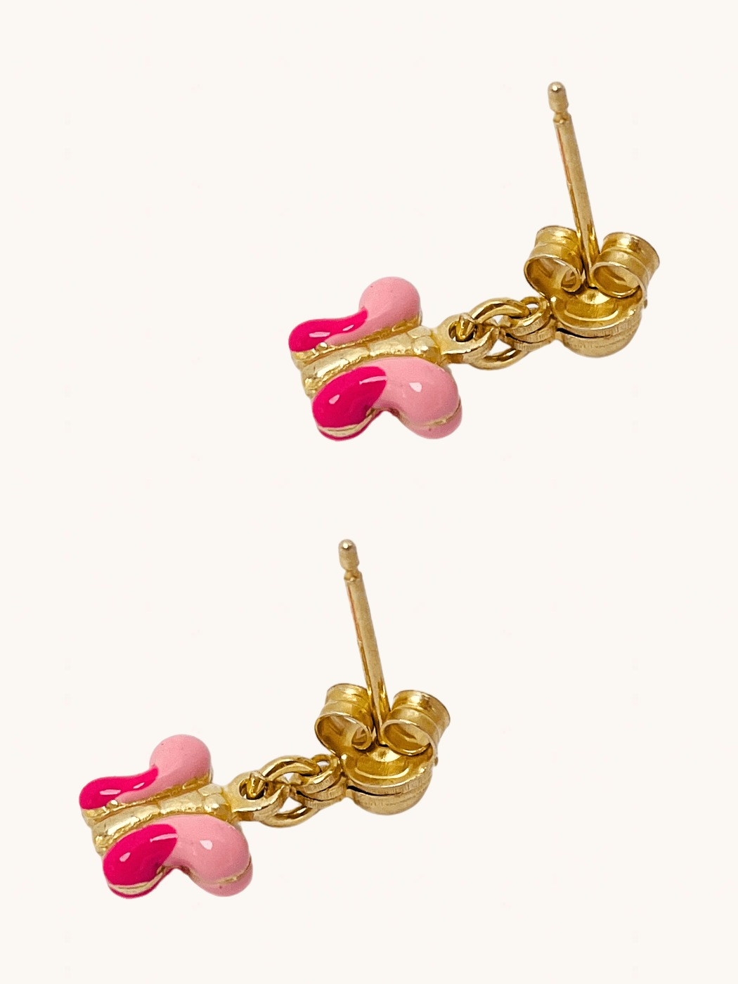 Rear View of Little Princess Butterfly Earrings in 18k Gold Plated sterling silver Jewelry for Pierced Ears 925 Sterling Silver Metal One Size 1.6gms