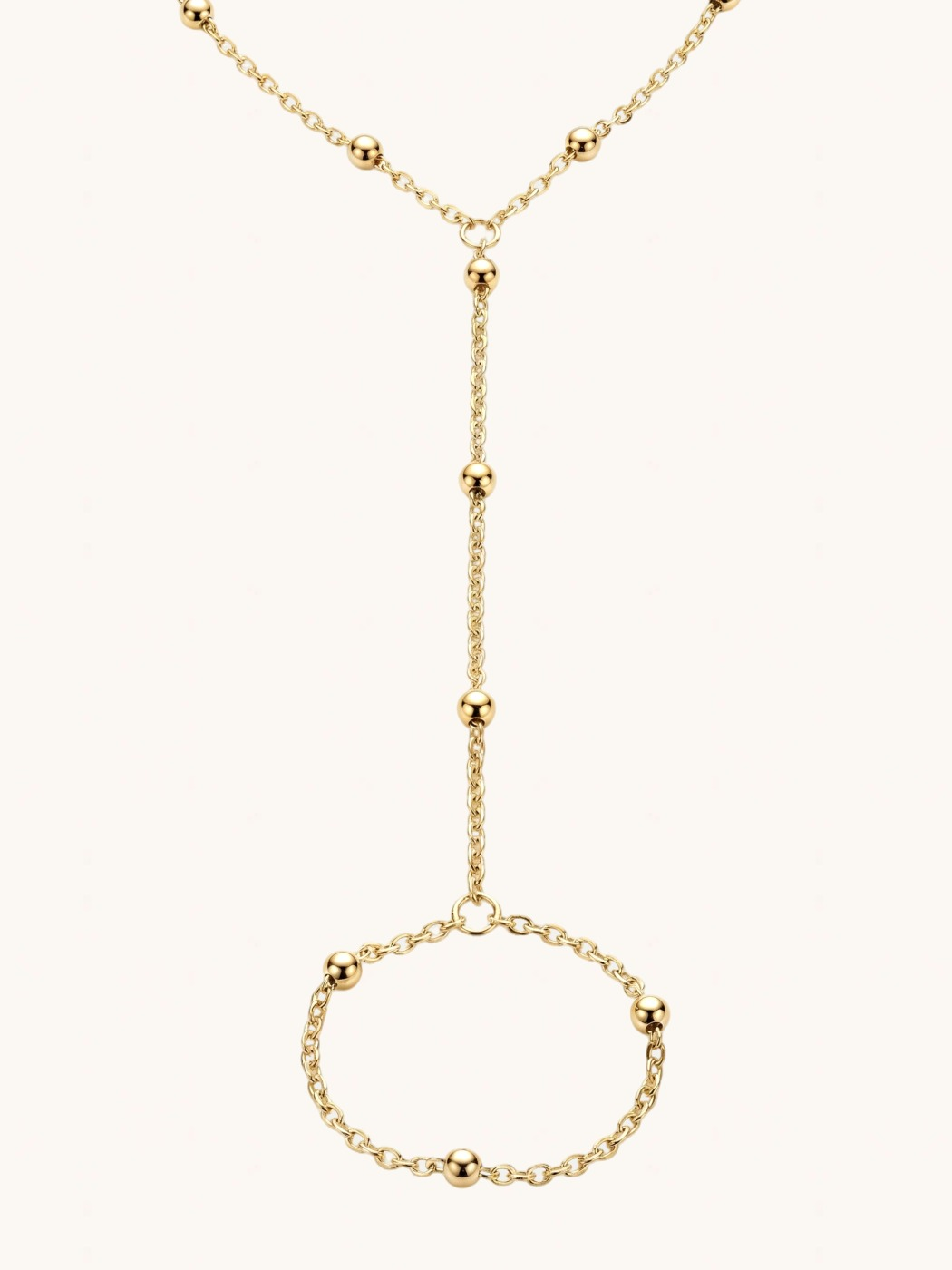 Closeup of Candice Hand Chain Bracelet in 18k Gold Plated 925 Sterling Silver Comfort Fit One Size 1.7gms