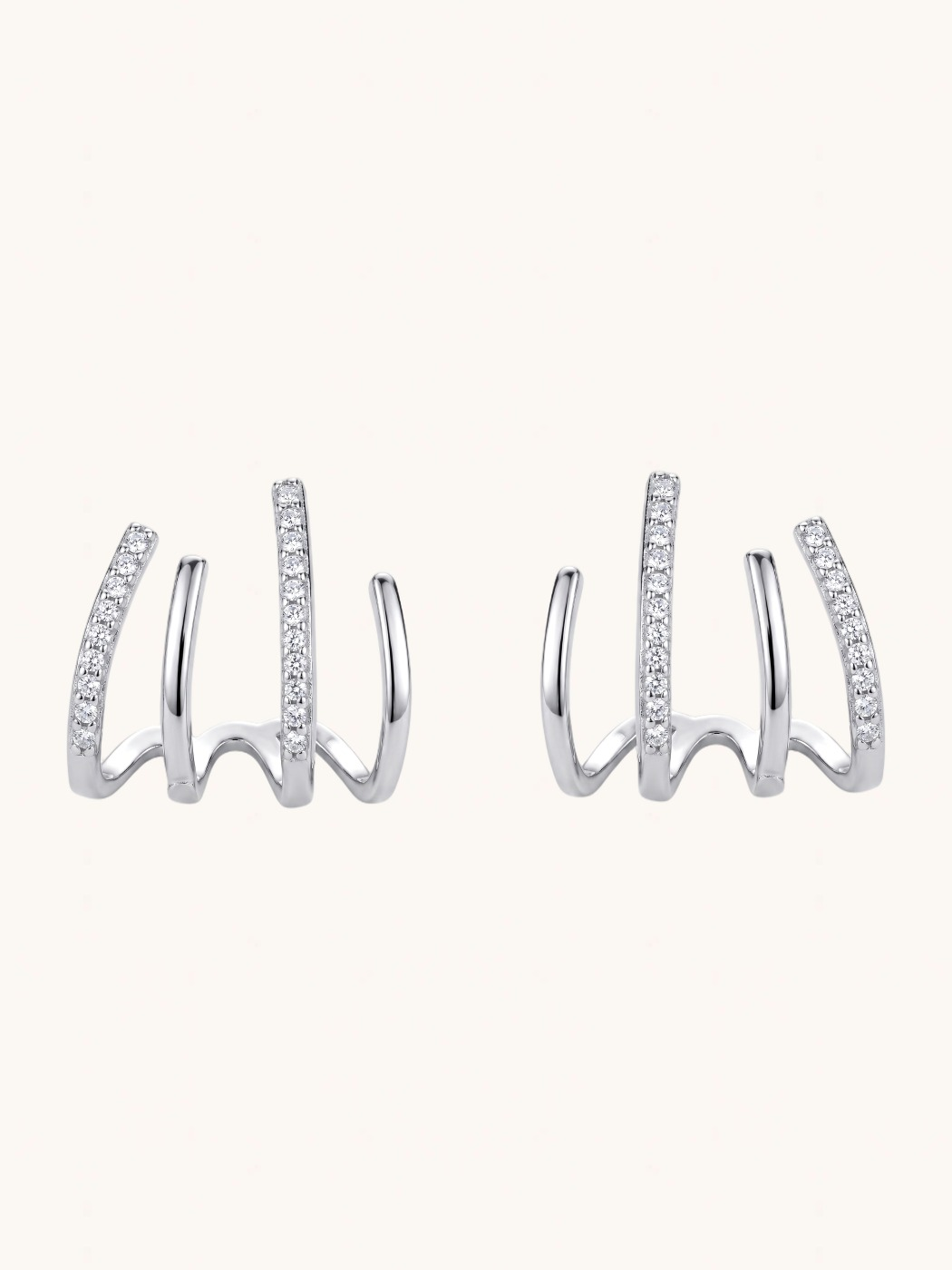 Front View of Carla Claw Stud Earrings Jewelry for Pierced Ears 925 Sterling Silver 1.5 cm 2.4gms