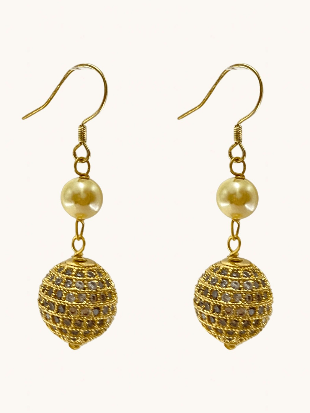 Front View of Lara Earrings - Gold Jewelry for Pierced Ears 18k Plated 925 Sterling Silver Metal Stone One Size 8gms