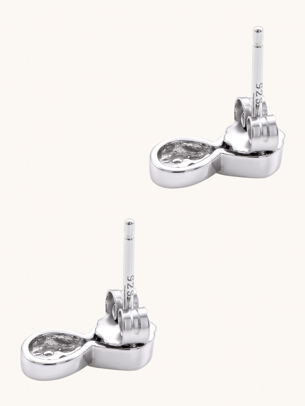 Rear View of Anello Infinito Stud Earrings Jewelry for Pierced Ears 925 Sterling Silver One Size 1.8gms