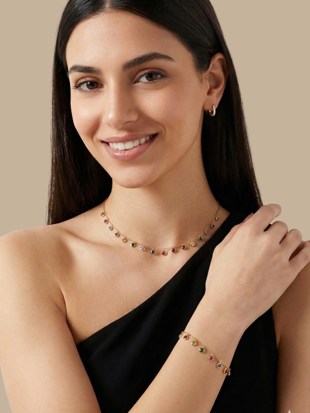 Alternate View of Model Wearing Lana Huggie Hoop Earrings Jewelry for Pierced Ears 18k Gold Plated 925 Sterling Silver 12.81 mm 2gms