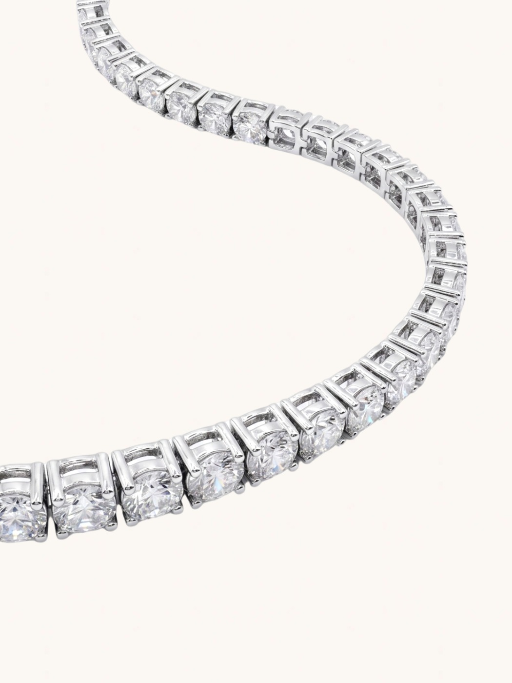 Closeup of Zara Tennis Bracelet Adjustable Length 925 Sterling Silver 10 inches 9.3gms