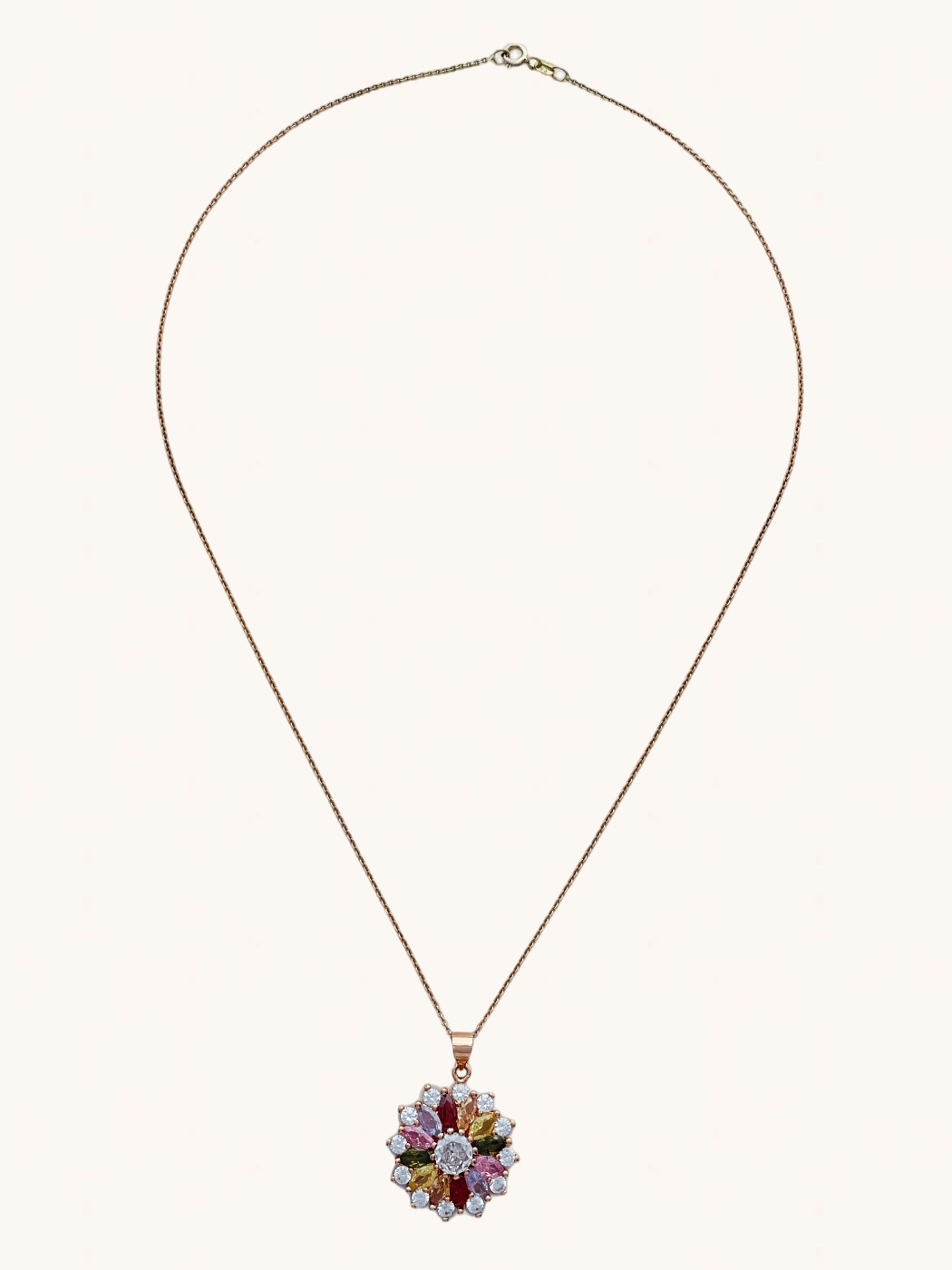 Rear View of Noor Pendant Necklace in 18K Rose Gold Plated 925 Sterling Silver Fixed Length 18k Brass Metal Stone One Size 6.3gms