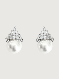 Front View of Eleanor Pearl Drop Earrings Jewelry for Pierced Ears 925 Sterling Silver 18.02 mm 4.06gms