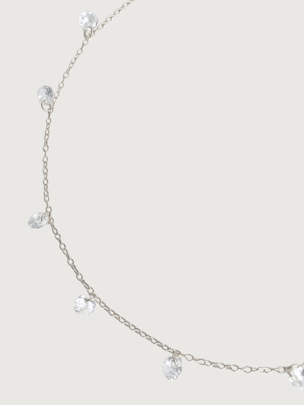 Closeup of Lumi Anklet in 925 Sterling Silver Adjustable Length Metal 8 inches 1.5gms