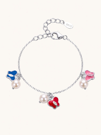 Front View of Little Princess Enamel Butterfly Charm Bracelet Adjustable Length 925 Sterling Silver 14 cm 3.2gms