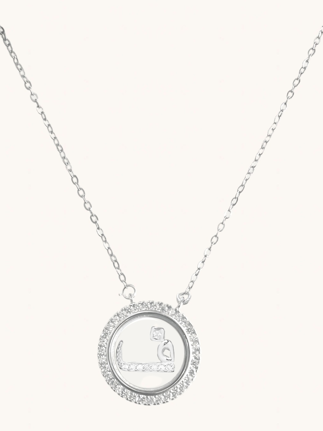 Front View of Arabic Pendant "Faa" in 925 Sterling Silver Comfort Fit 16 inches 3.8gms