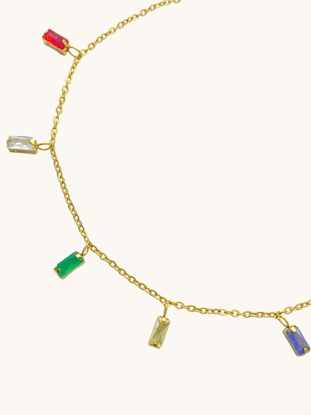 Closeup of Kiara Charm Bracelet in 18k Gold-Plated Metal Adjustable Length Gold Plated Steel | Hypoallergenic Tarnish Resistant Sweat Water Eco - Friendly Stone One Size 1.9gms