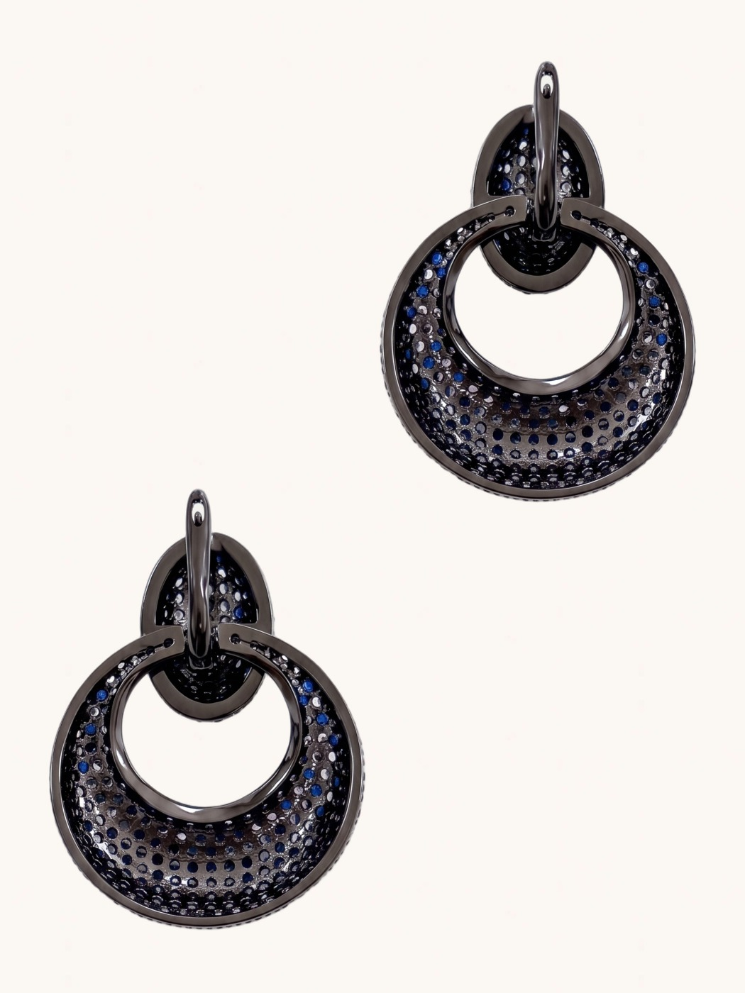 Rear View of Soraya Blue Double Drop Earrings in Plated Metal Jewelry for Pierced Ears Copper 4 cm 23.1gms