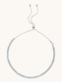 Front View of Zara Choker Tennis Necklace in Sterling Silver Adjustable Length 925 Metal One Size 17.8gms