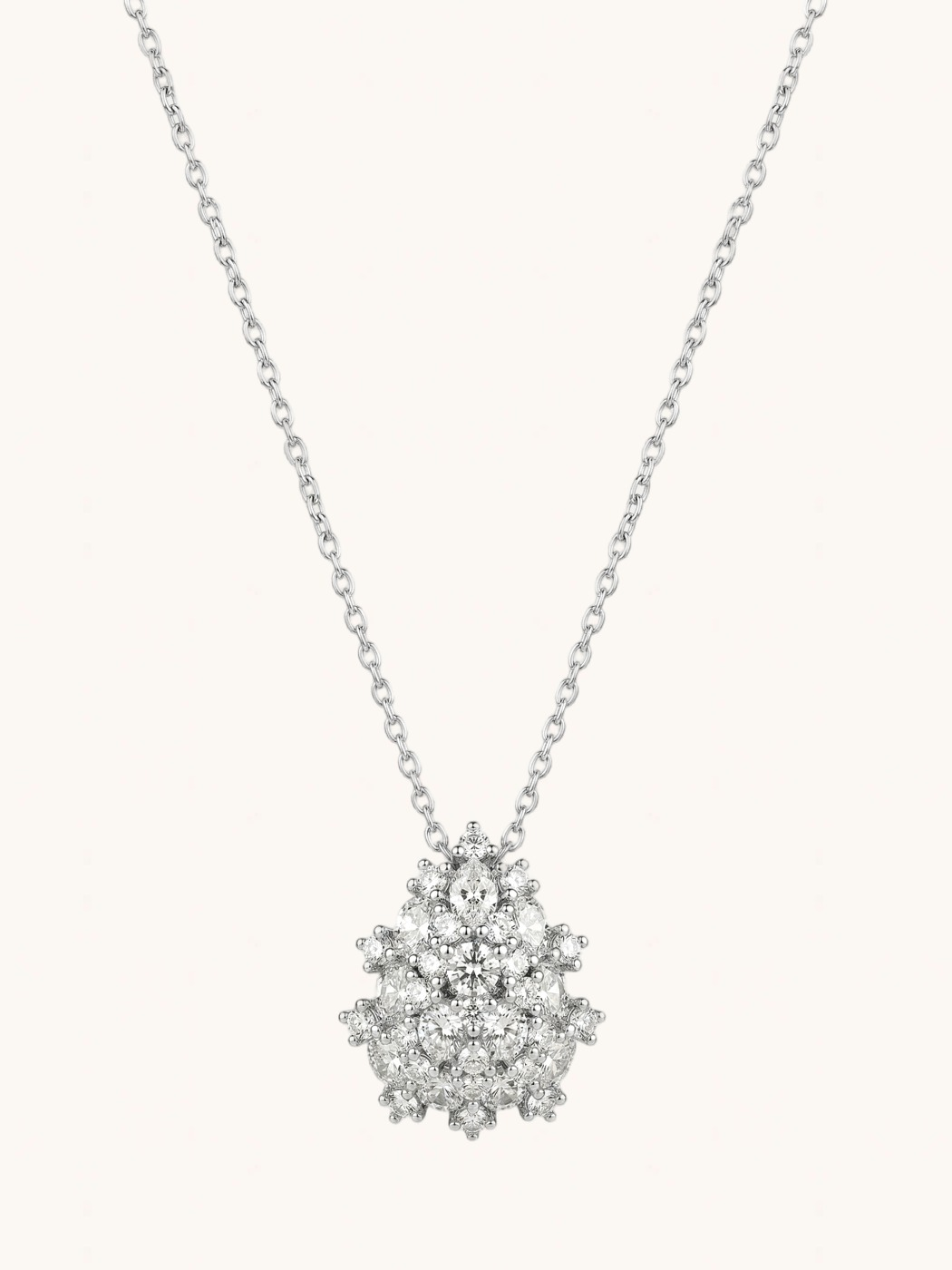 Front View of Ellara Brooch Pendant in Rhodium Plated Metal Comfort Fit Brass 925 Sterling Silver Chain 16 inches