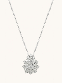 Front View of Ellara Brooch Pendant in Rhodium Plated Metal Comfort Fit Brass 925 Sterling Silver Chain 16 inches