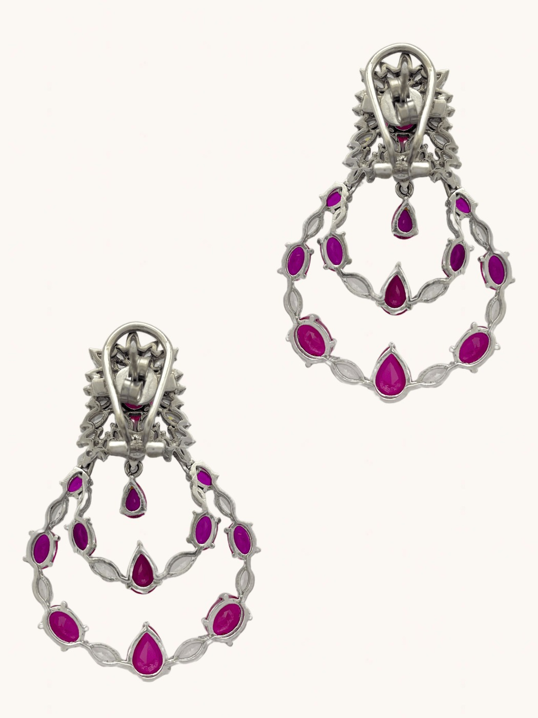Rear View of Regalia Statement Earrings in Sterling Silver Jewelry for Pierced Ears 925 Metal Stone One Size 29.8gms