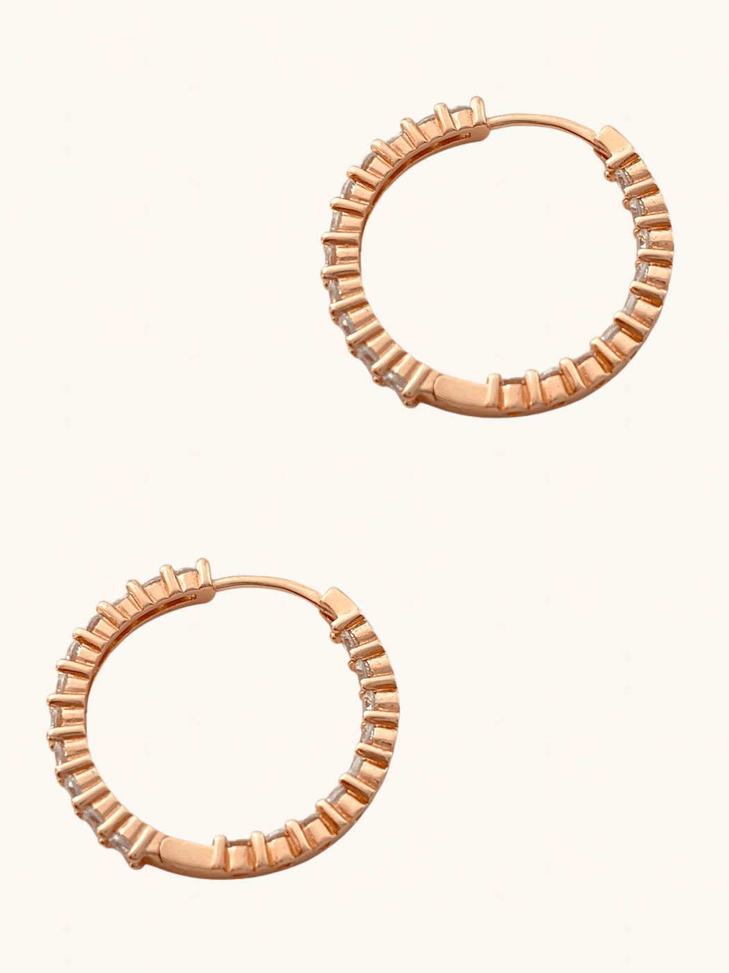 Rear View of Alana Hoop Earrings in Sterling Silver with 18K Rose Gold Plating Jewelry for Pierced Ears 18k Plated 925 Metal Stone One Size 5.7gms