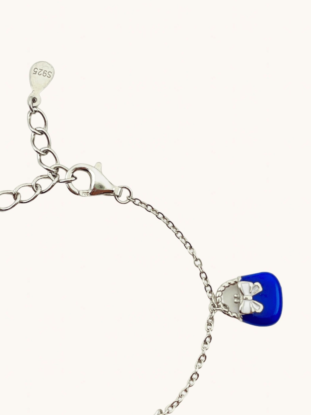 Rear View of Little Princess Enamel Charm Bracelet in Sterling Silver Adjustable Length 925 Metal 11.5 cm 4.6gms