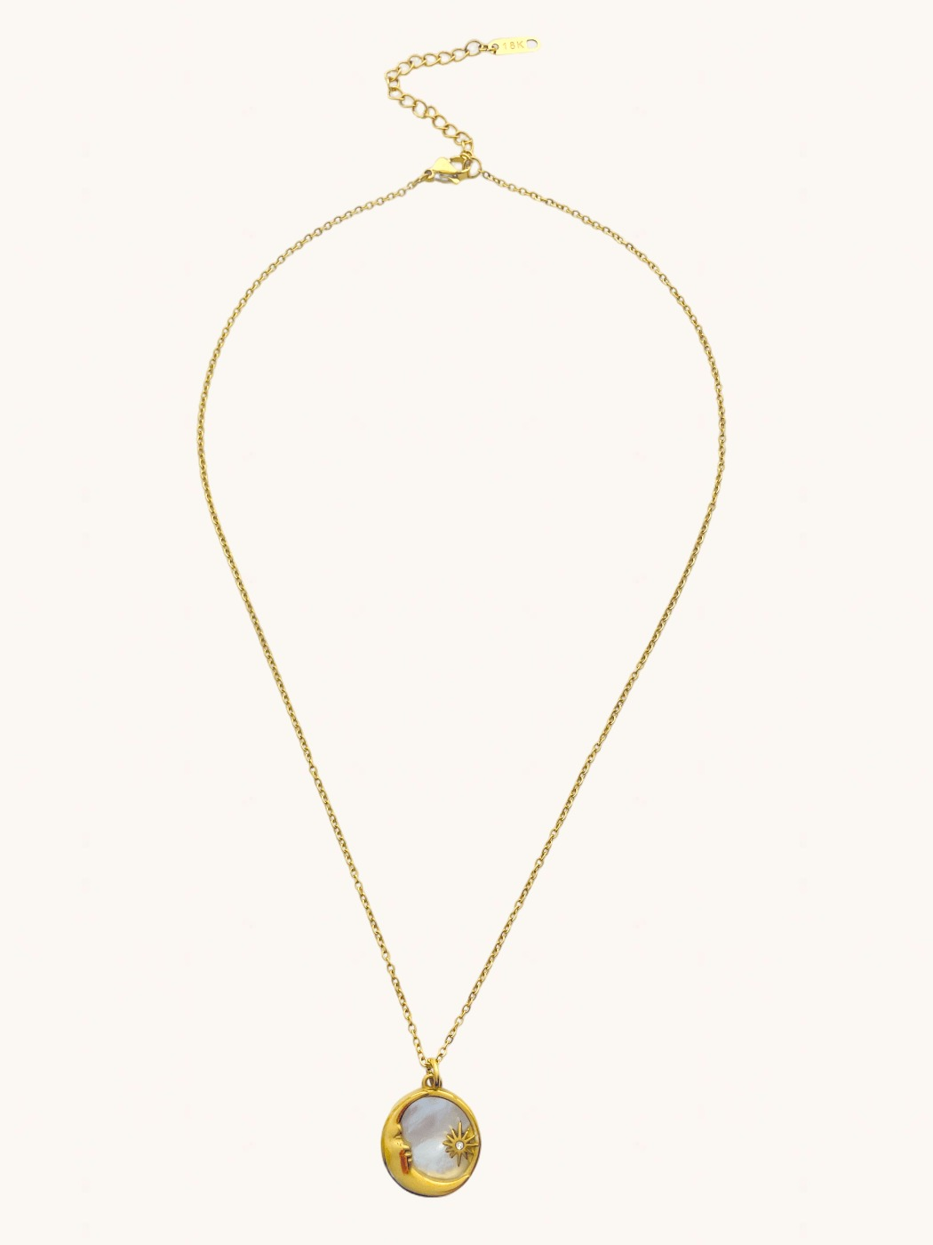 Rear View of Nova Pendant Necklace in 18k Gold Plated Metal Adjustable Length Steel | Hypoallergenic Tarnish Resistant Sweat Water One Size 4.2gms