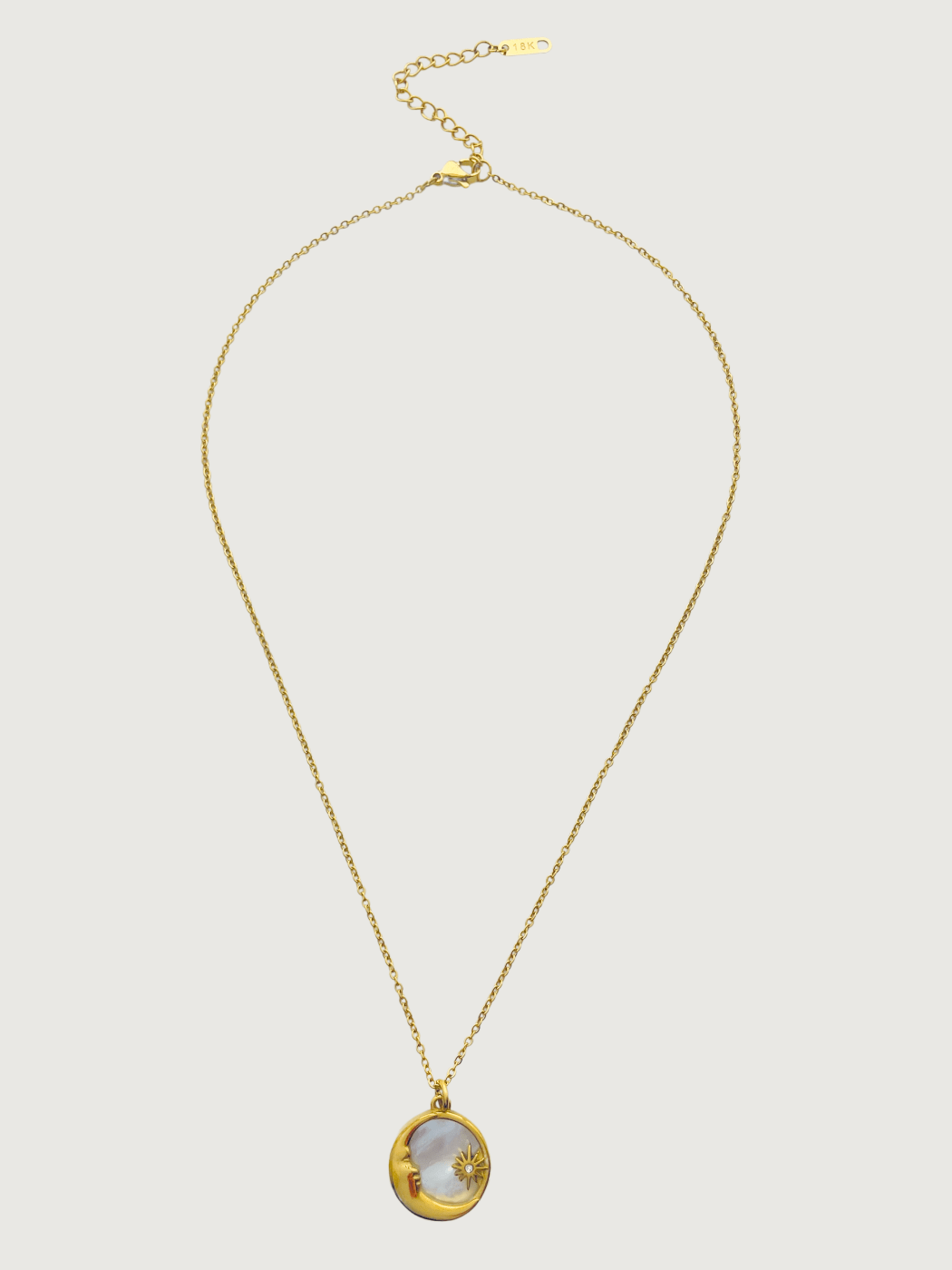 Rear View of Nova Pendant Necklace in 18k Gold Plated Metal Adjustable Length Steel | Hypoallergenic Tarnish Resistant Sweat Water One Size 4.2gms