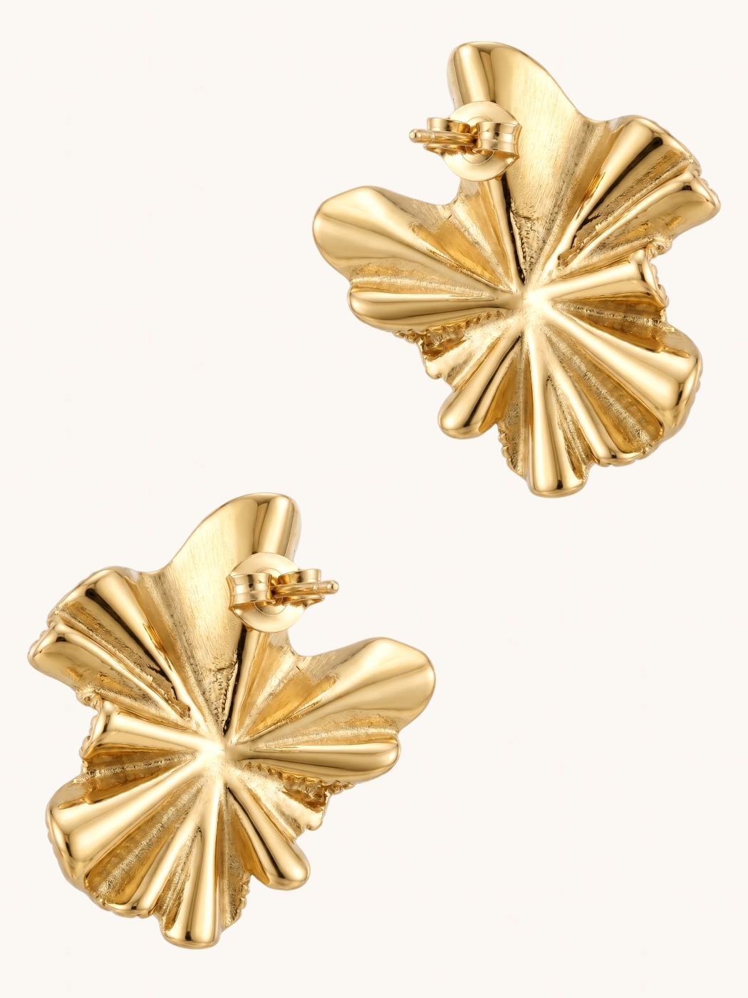 Rear View of Windflower Stud earrings Jewelry for Pierced Ears 18k Gold Plated Steel | Hypoallergenic Tarnish Resistant Sweat Water One Size 14.5gms Stainless