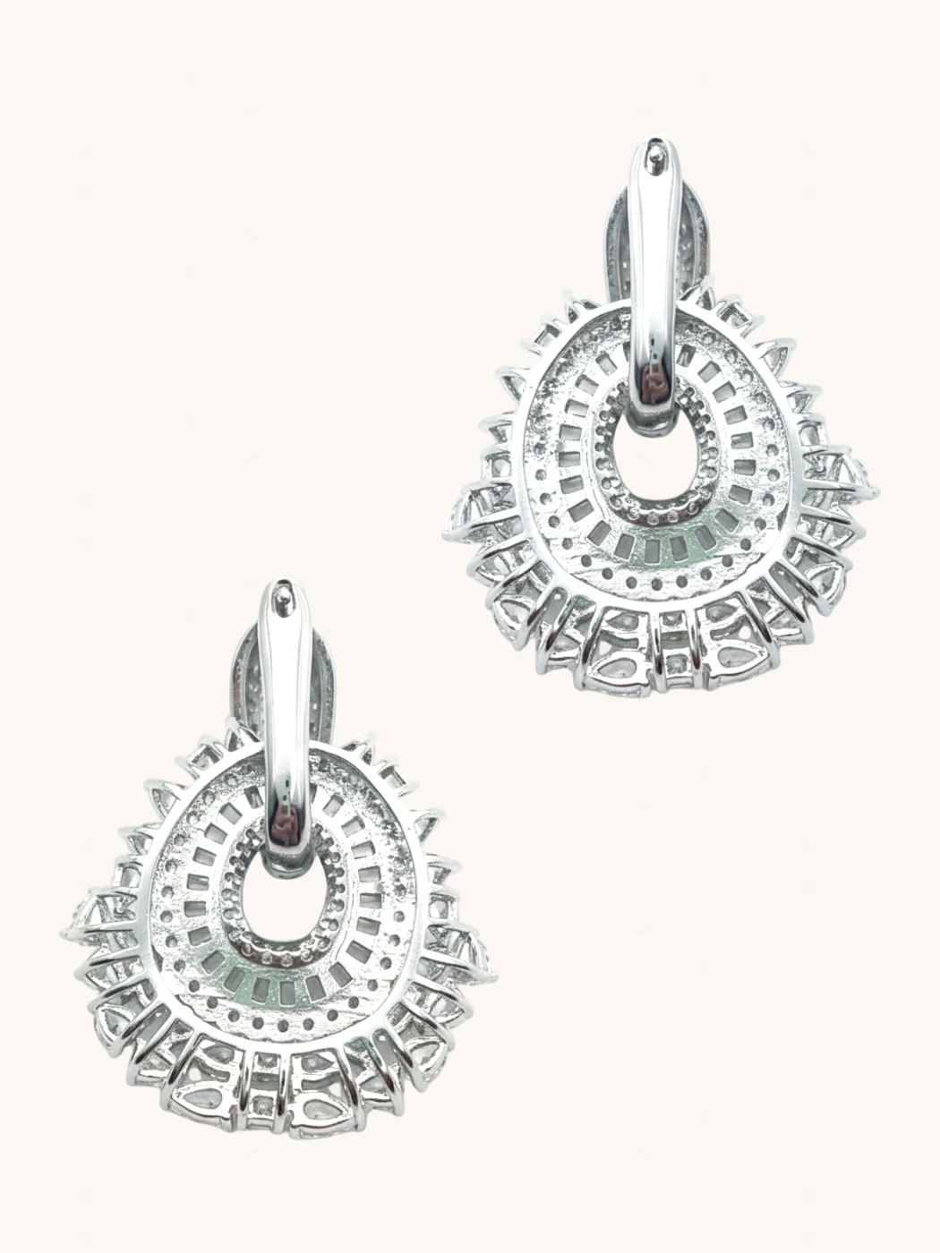 Rear View of Veronica Convertible Stud & Dangle Earrings - Versitile 2 in Silver earrings Jewelry for Pierced Ears Metal Rhodium Plated Brass 4 cm 19.2gms Mix