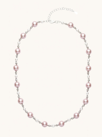 Front View of Belle Blush Pearl Necklace Adjustable Length 925 Sterling Silver Rhodium Plated Brass One Size 34.2gms