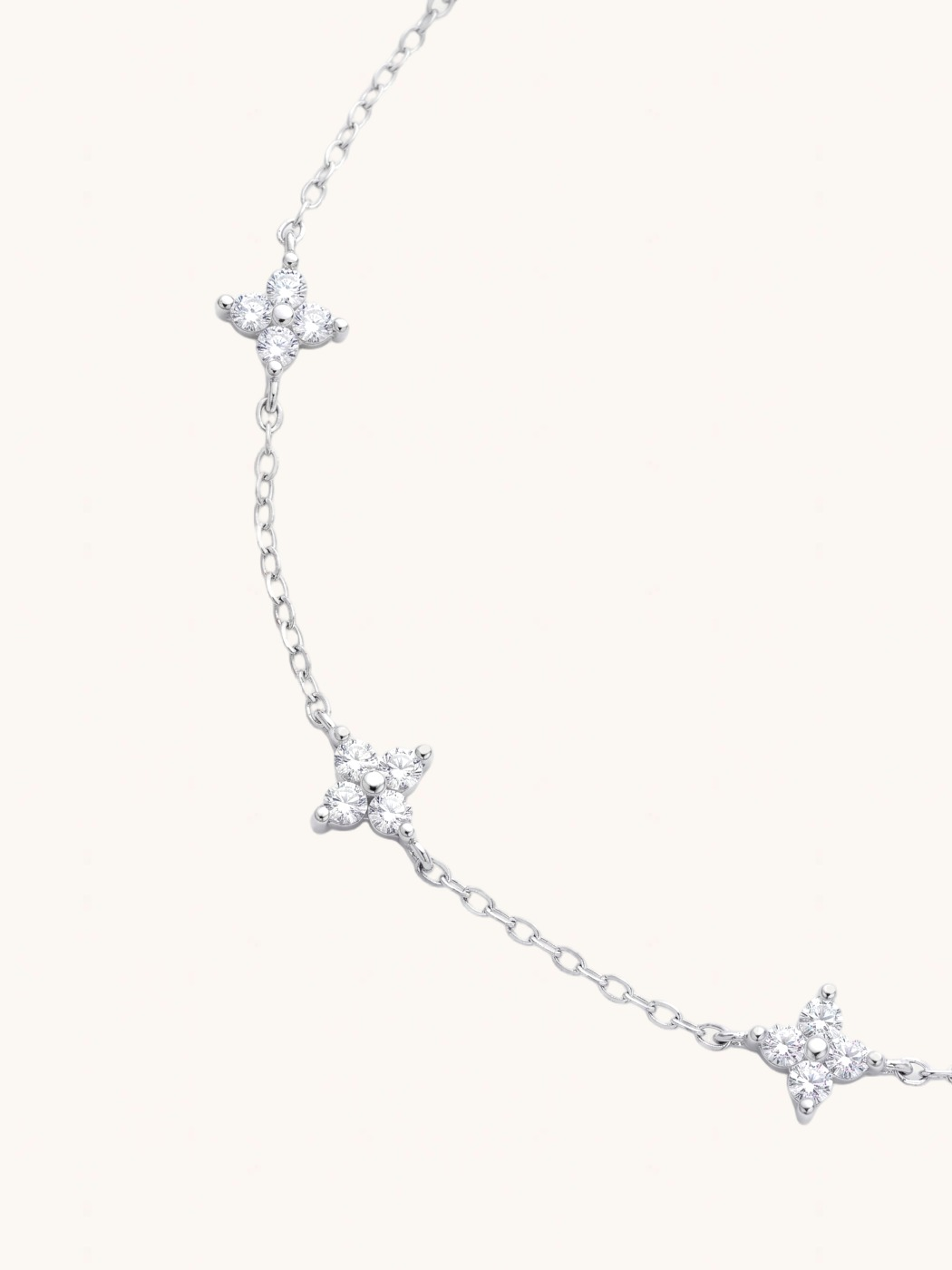 Closeup of Irene Star Charm Bracelet Adjustable Length 925 Sterling Silver 7.5 inches 1.3gms