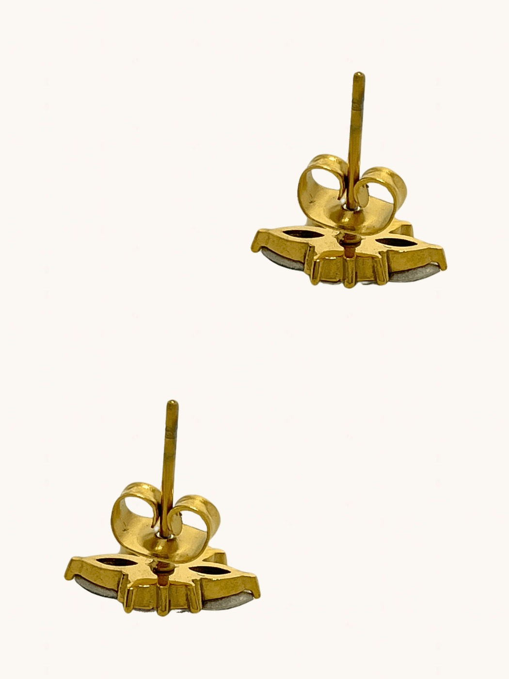 Rear View of Jayda Stud Earrings in 18k Gold Plated Metal Jewelry for Pierced Ears Steel | Hypoallergenic Tarnish Resistant Sweat Water Stone Eco - Friendly One Size 1.6gms Stainless