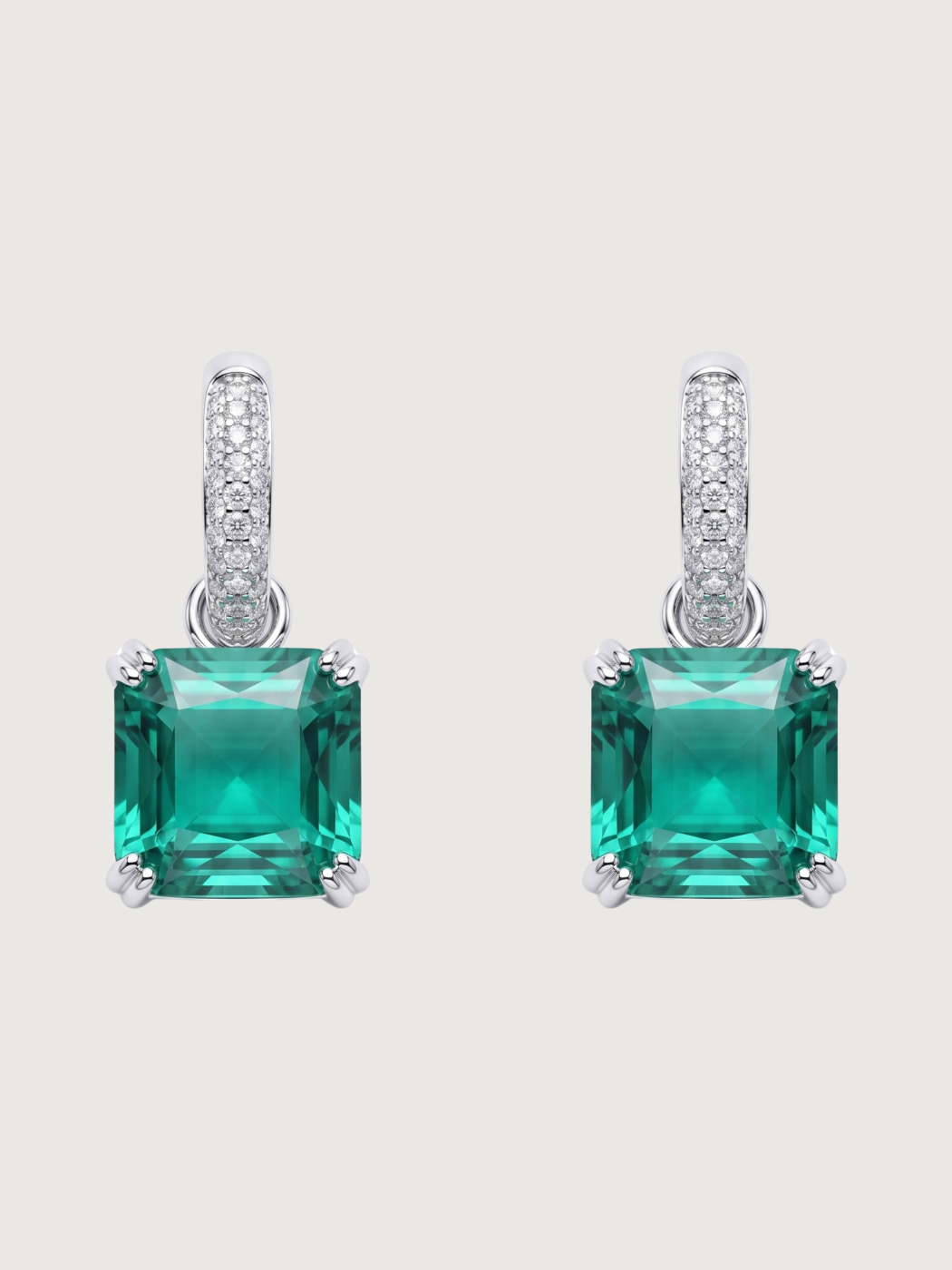 Front View of Valery Huggie Hoop Earrings in Plated Metal Jewelry for Pierced Ears Rhodium Brass One Size 6.4gms