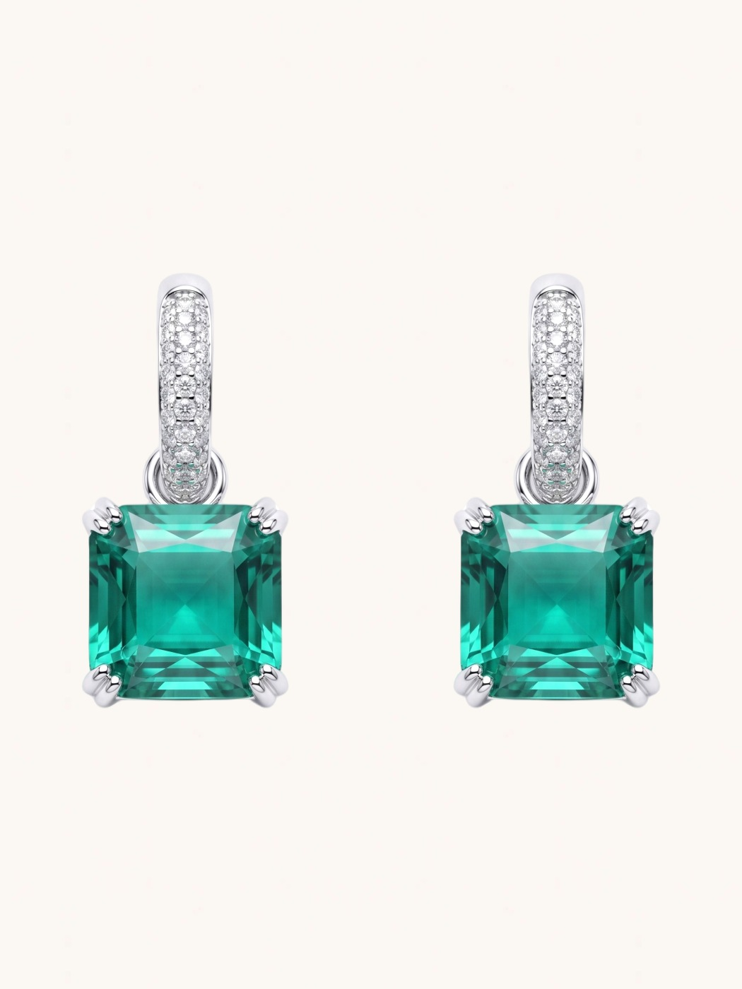 Front View of Valery Huggie Hoop Earrings in Plated Metal Jewelry for Pierced Ears Rhodium Brass One Size 6.4gms