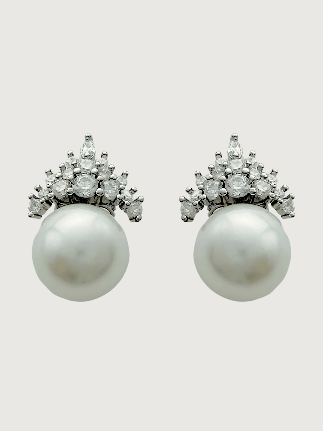 Front View of Eleanor Pearl Drop Earrings in Sterling Silver Jewelry for Pierced Ears 925 Metal Stone One Size 4.06gms
