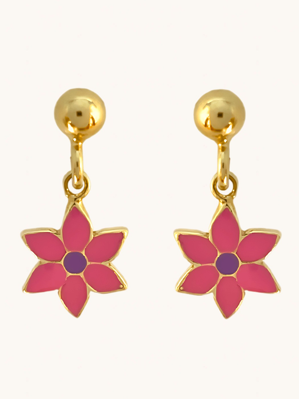 Front View of Little Princess flower Earrings in 18k Gold Plated sterling silver Jewelry for Pierced Ears 925 Sterling Silver Metal One Size 1.8gms