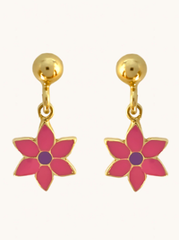 Front View of Little Princess flower Earrings in 18k Gold Plated sterling silver Jewelry for Pierced Ears 925 Sterling Silver Metal One Size 1.8gms