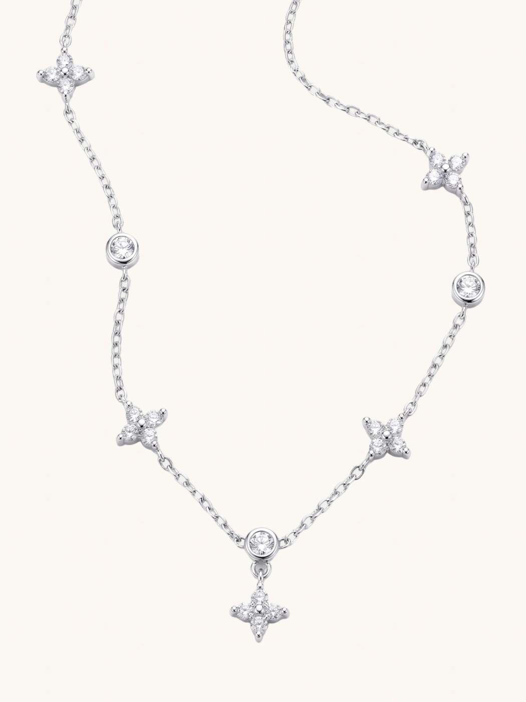 Closeup of Irene Star Charm Necklace Adjustable Length 925 Sterling Silver 17 inches 2.2gms