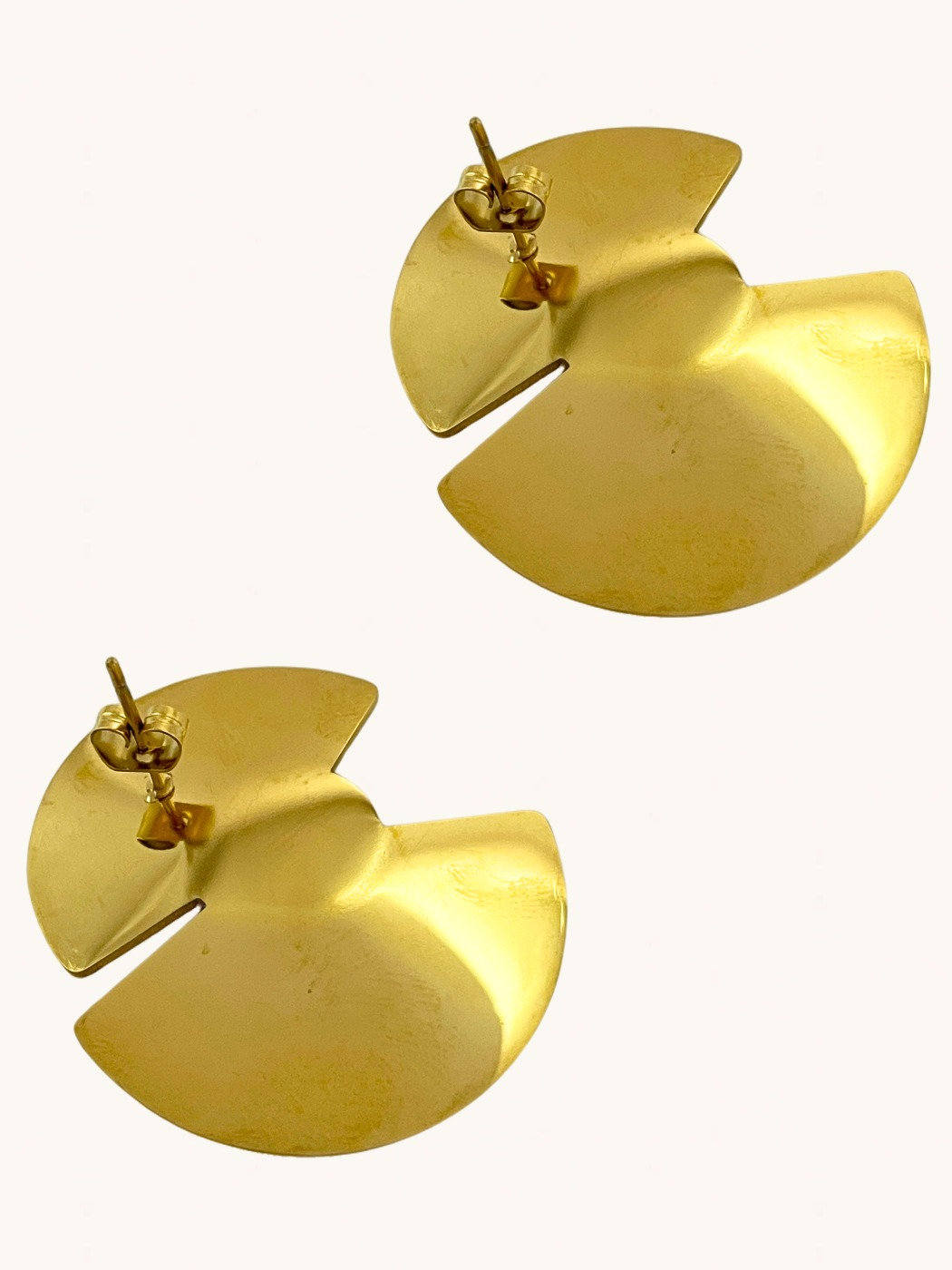 Rear View of Alicia Stud Earrings in 18k Gold Plated Metal Jewelry for Pierced Ears Steel | Hypoallergenic Tarnish Resistant Sweat Water Eco - Friendly Stone One Size 11gms Stainless