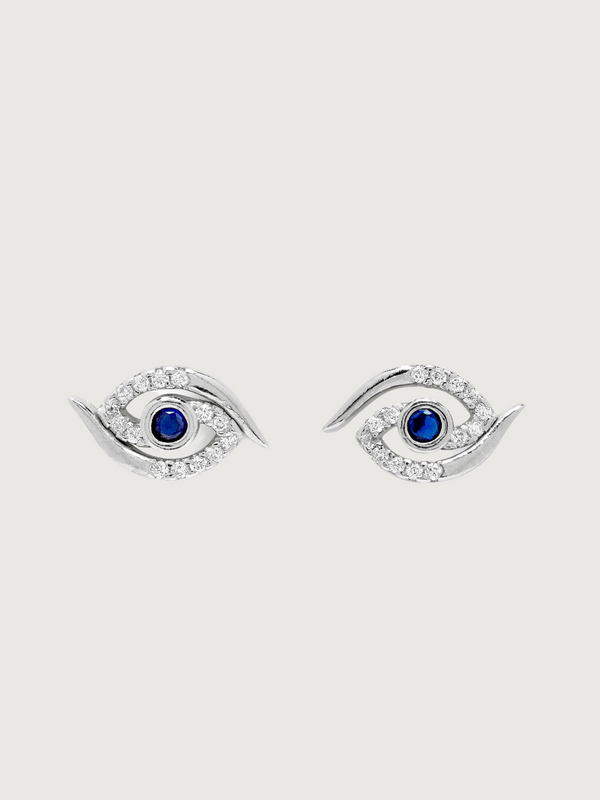 Aria's Silver Mini Evil Eye Studs in Sterling Silver