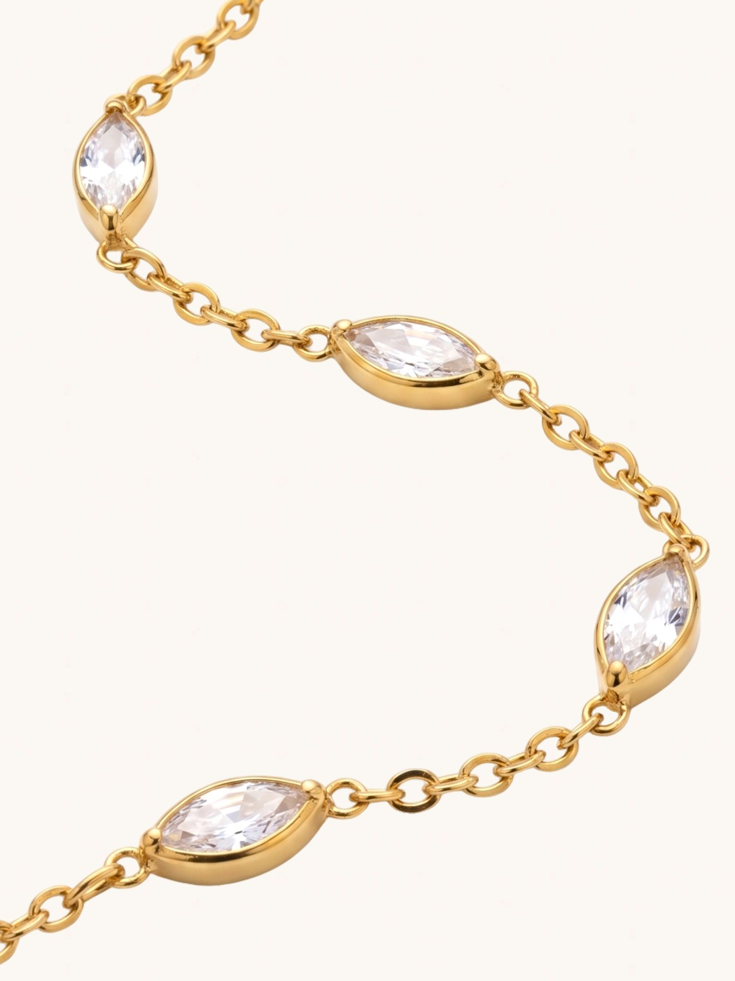 Eloise Marquise Bracelet on a plain cream background, view 2