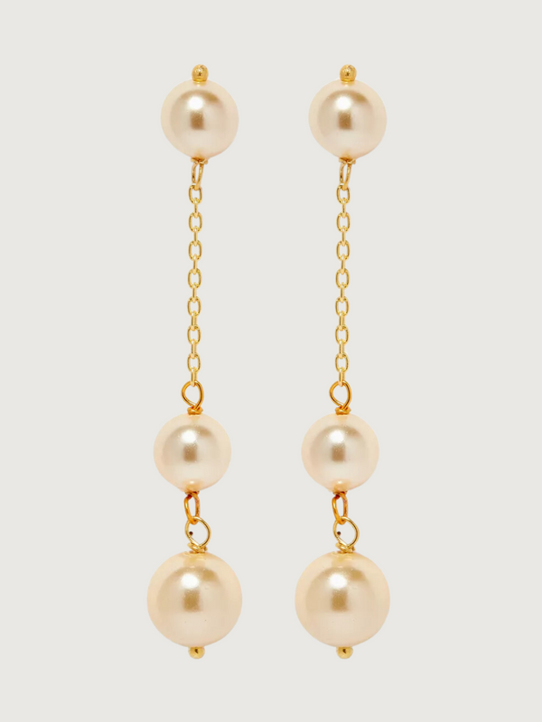 Fajr Pearl Drop Earrings in 18K Gold Plated Sterling Silver- Cream