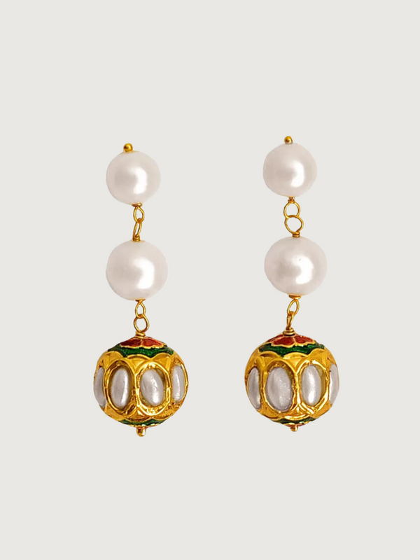 Huda Pearl Earrings in Sterling Silver with 18K Gold Plating