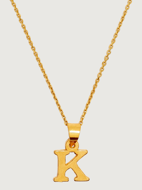 Letter 'K' Initials Pendant Necklace in 18k Gold-plated Sterling Silver