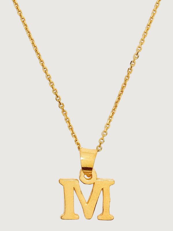 Letter 'M' Initials Pendant Necklace in 18k Gold-plated Sterling Silver