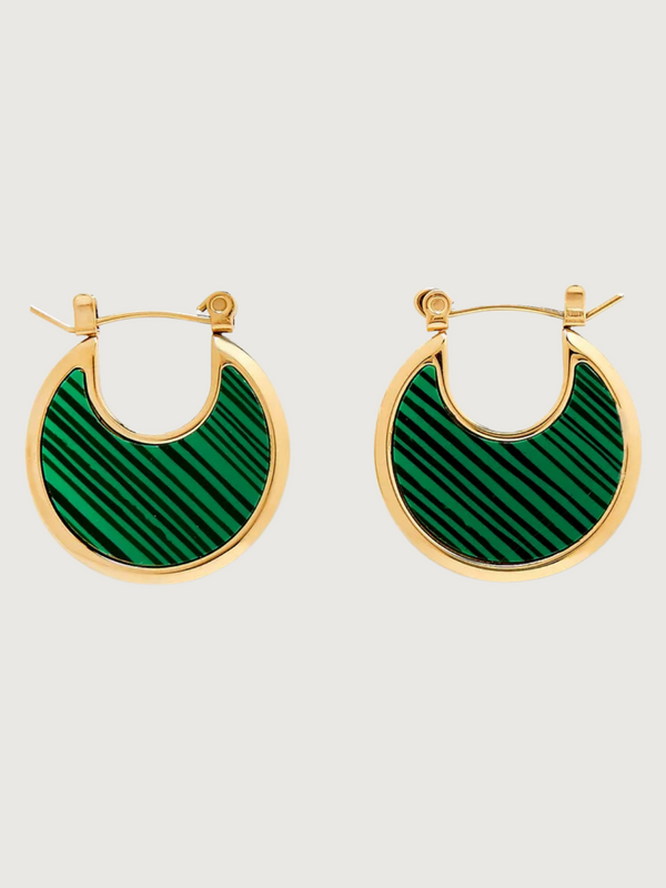 Joana Green Hoop Earrings in 18k Gold Plated Stainless Steel
