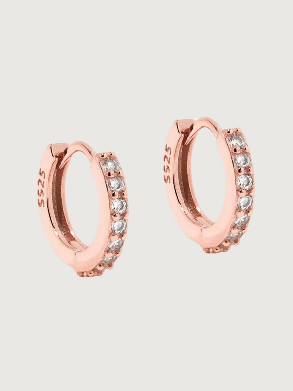 Lana Huggie Hoop Earrings in Sterling Silver with 18K Rose Gold Plating