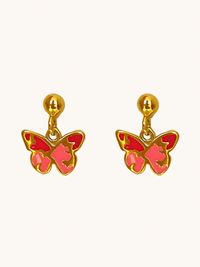 Front View of Little Princess Butterfly Earrings in 18K Gold Plated Sterling Silver Jewelry for Pierced Ears 18k 925 Metal One Size 1.8gms